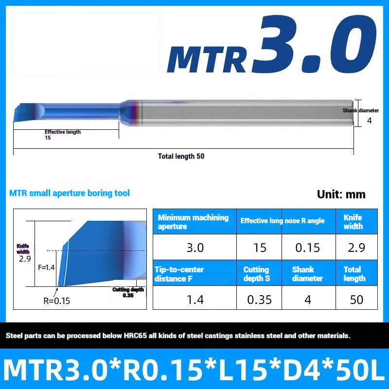 1122-MTR Small Bore Boring Tools Precision Boring Tools for Wear-Resistant Steel CNC Boring Bars Tungsten Carbide Alloy Shock-Resistant Miniature Turning Tools Shandong Denso Pricision Tools Co.,Ltd.